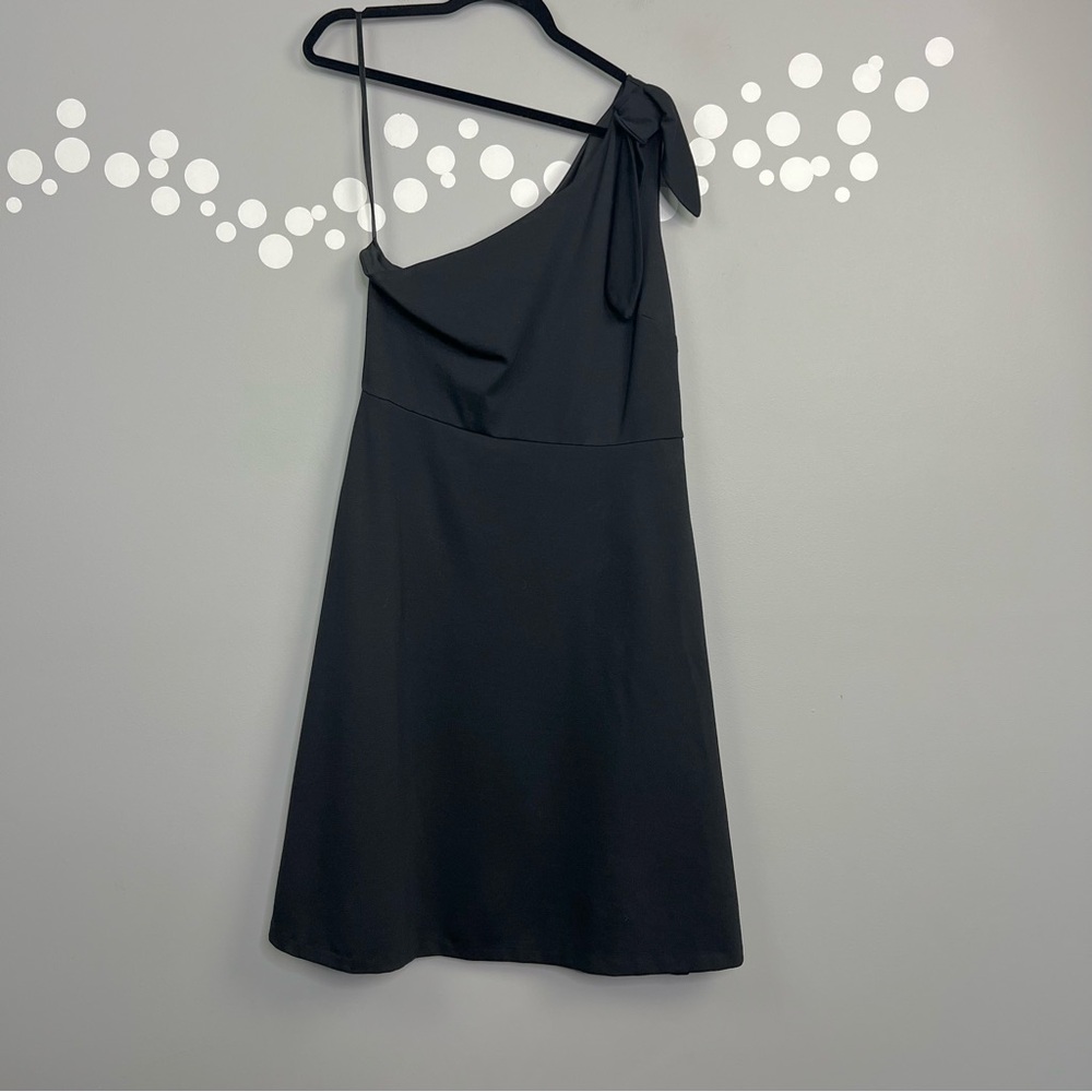 Banana Republic Black One-Shouler Dress Size 14 Pockets - Picture 3 of 11